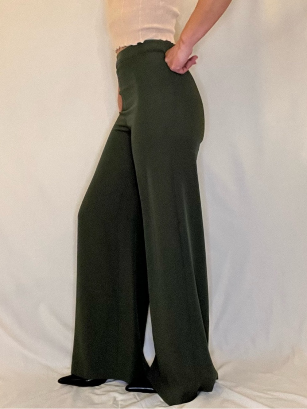 Forever 21 High Rise Wide Leg Flat Front Trouser Dress Pants Women's Small - Picture 4 of 10
